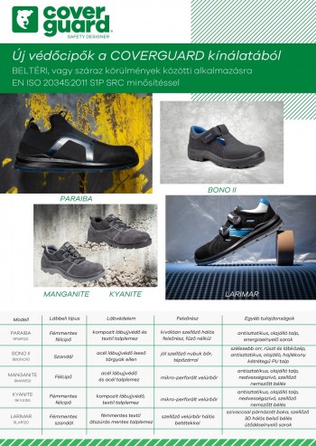 Új beltéri védőcipők száraz munkakörülményekre