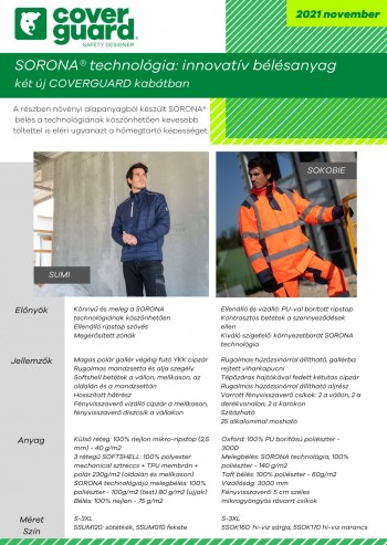 SORONA® technológiás COVERGUARD kabátok